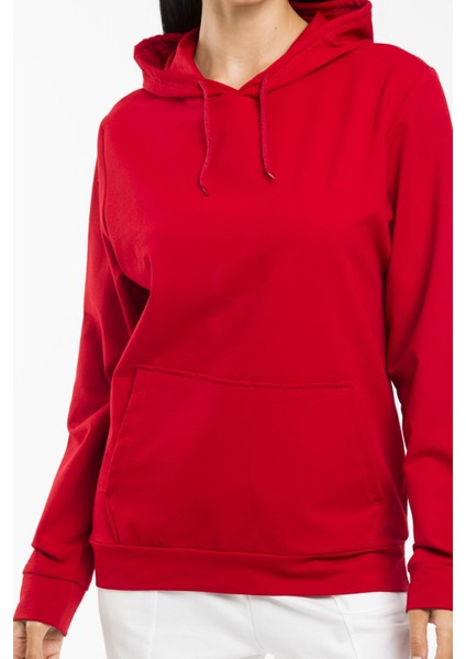 Kadın Kalın Kapüşonlu Kanguru Cepli Sweatshirt