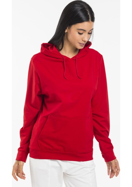 Kadın Kalın Kapüşonlu Kanguru Cepli Sweatshirt