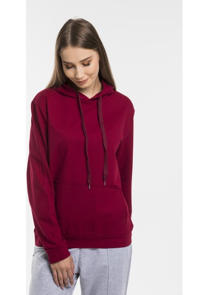 Kadın Kalın Kapüşonlu Kanguru Cepli Sweatshirt