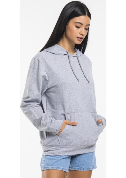 Kadın Kalın Kapüşonlu Kanguru Cepli Sweatshirt