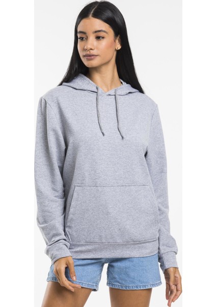 Kadın Kalın Kapüşonlu Kanguru Cepli Sweatshirt