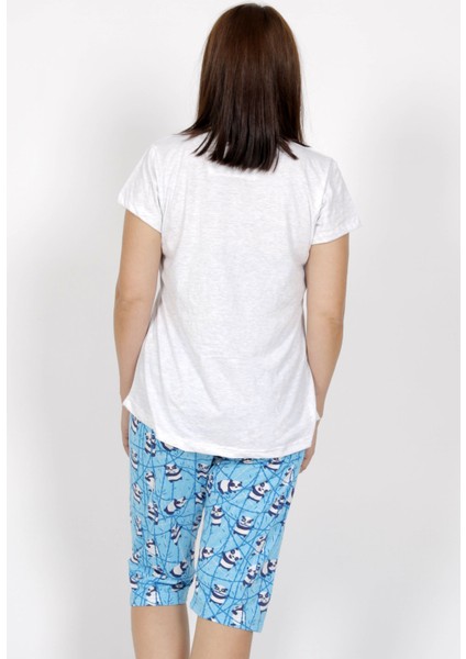 Büyük Beden Örme Kısa Kol Kaprili Pijama Takım