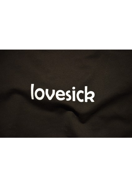 Lovesick Siyah Baskılı Crop Top