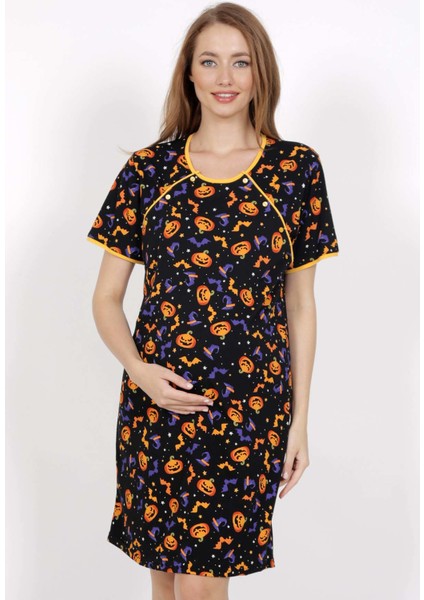 Örme Çift Patlı Pamuk Hamile Gecelik