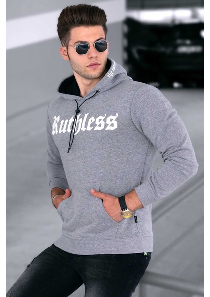 Gri Baskılı Erkek Sweatshirt 4747