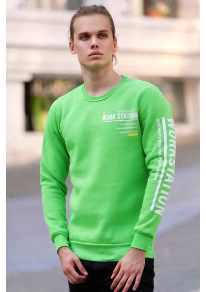 Baskılı Neon Yeşil Sweatshirt 4161