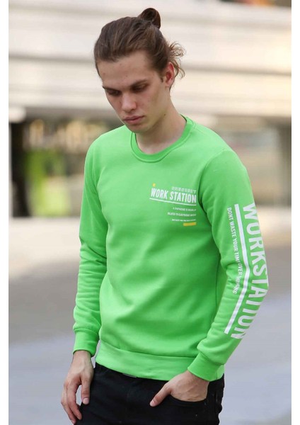 Baskılı Neon Yeşil Sweatshirt 4161