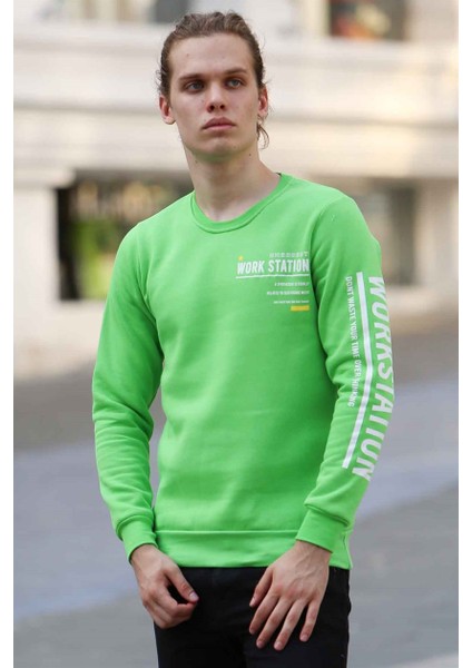 Baskılı Neon Yeşil Sweatshirt 4161