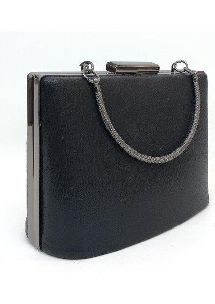 Siyah Renk Sıvama Kadın Abiye Clutch Portföy Çanta