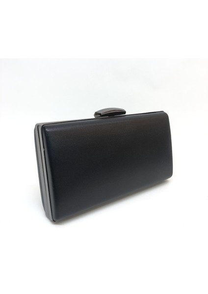 Siyah Renk Kumaş Abiye Portföy Clutch Kadın Çanta Elde ve Uzun Askılı Kullanım