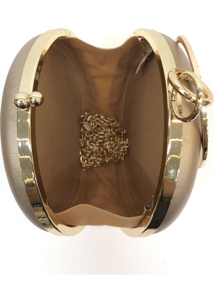 Bronz Renk Kumaş Taşlı Işlemeli Kadın Abiye Portföy Clutch Çanta modelleri