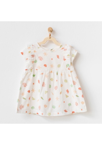 Organik Pamuk Kız Bebek Ekru Elbise Dress Starfısh And Frıends