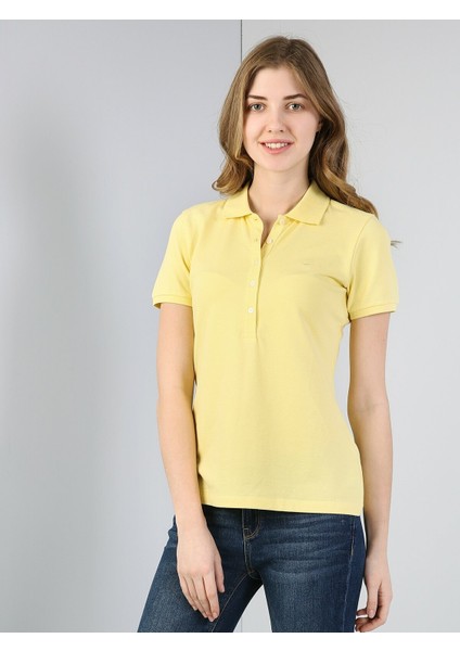 Colins Slim Fit Kadın Sarı Kısa Kol Tişört