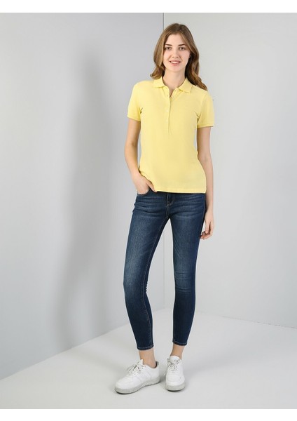 Colins Slim Fit Kadın Sarı Kısa Kol Tişört modelleri