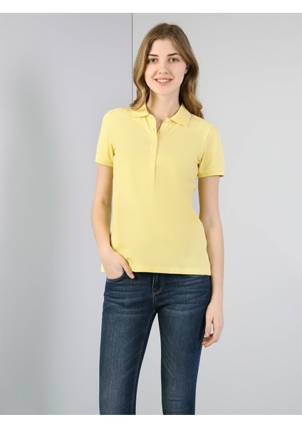 Colins Slim Fit Kadın Sarı Kısa Kol Tişört fırsatları