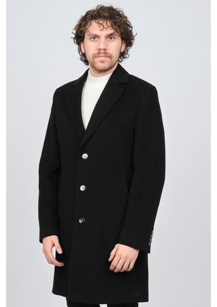 Erkek Düğmeli Yün Kaban 5142000 Siyah modelleri
