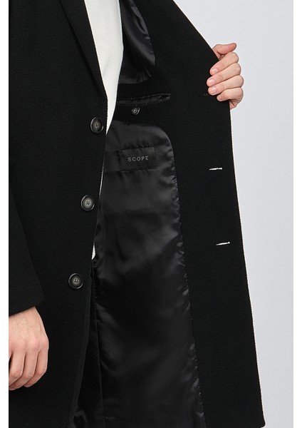 Erkek Düğmeli Yün Kaban 5142000 Siyah indirimleri