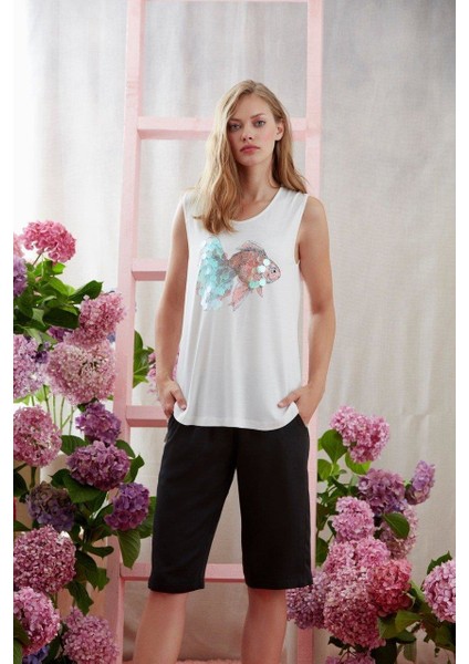 1644 Kadın Bermuda Kalın Askılı Pijama Takım