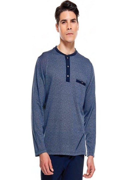8518 Erkek Uzun Kollu Jakarlı Pijama Takımı