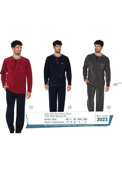 3023 Yaka Bantlı Triko Pijama Takımı modelleri