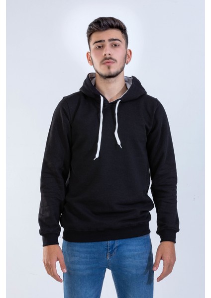 Siyah Kapüşonlu Sweatshirt