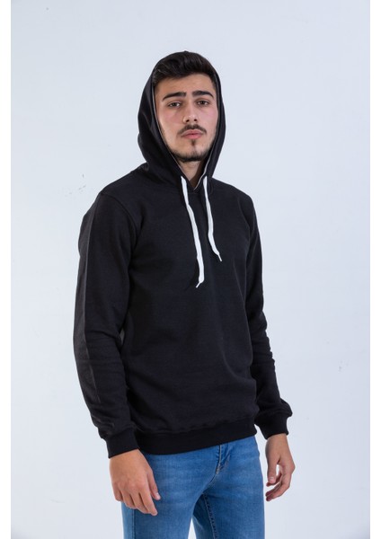 Siyah Kapüşonlu Sweatshirt