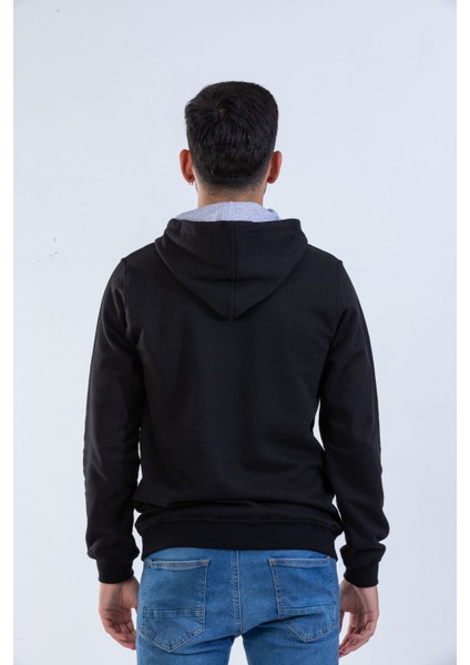 Siyah Kapüşonlu Sweatshirt