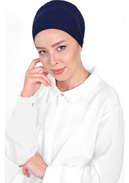 Düz Tesettür Penye Bone 1'li Paket- Lacivert