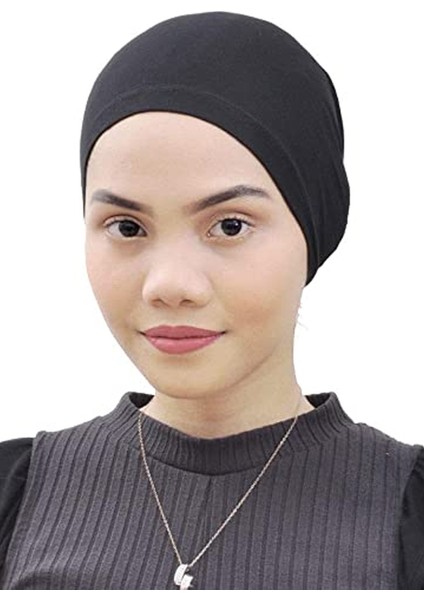 Düz Tesettür Penye Bone 1' Li Paket- Siyah