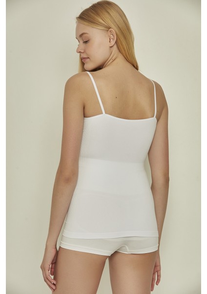 C15011 Dikişsiz Ripli Ince Askılı Atlet Beyaz modelleri