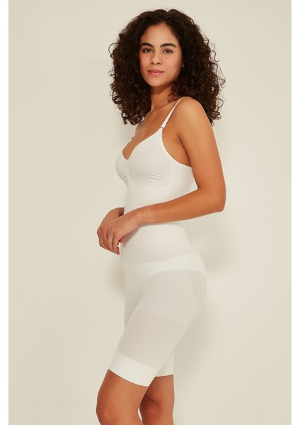 C12011 Kadın Body Boxer Korse Beyaz