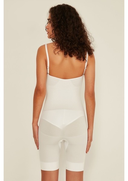 C12011 Kadın Body Boxer Korse Beyaz