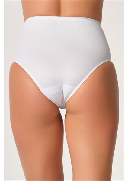 C12801 Kadın Yapıştırma Yüksek Bel Lazer Slip Külot Beyaz