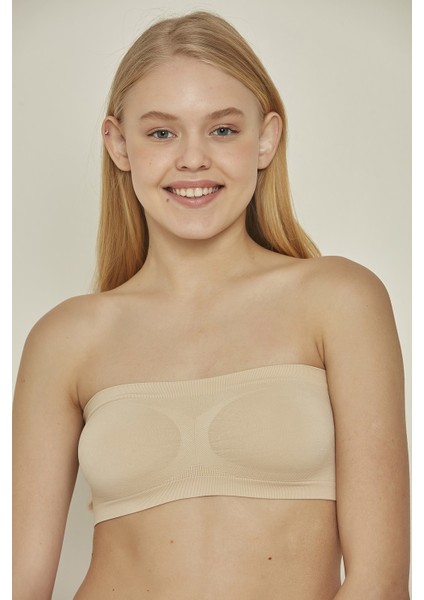 C14002 Dikişsiz Straplez Büstiyer - Ten