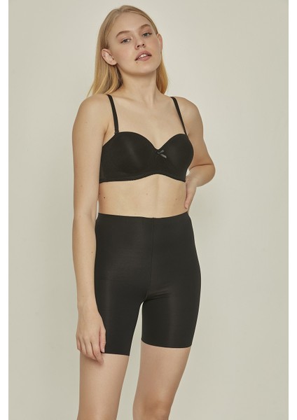 C12707 Kadın Lazer Kesim Boxer Korse Siyah