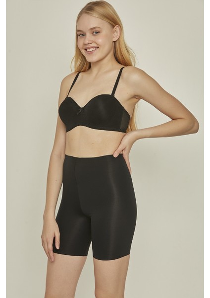 C12707 Kadın Lazer Kesim Boxer Korse Siyah