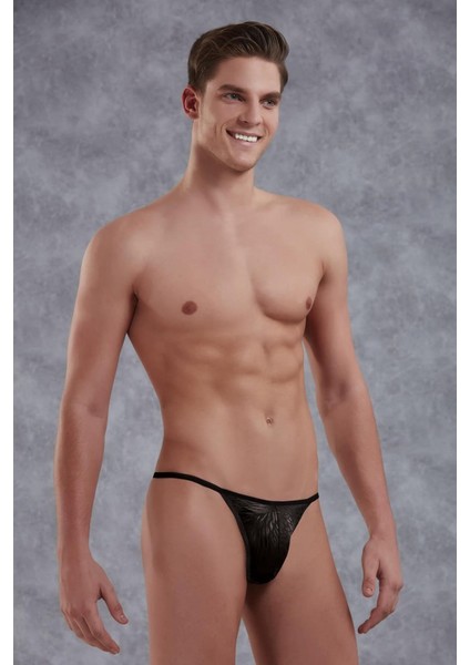 Leopar Siyah Erkek String 1326