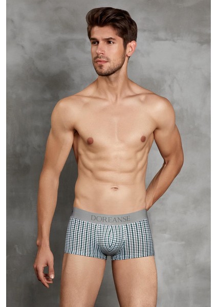 1764 ERKEK MODAL GREEN GREY CHECK BOXER