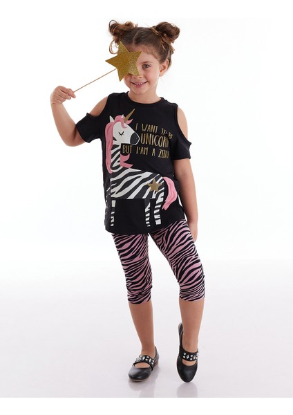 Unique Zebra Kız Çocuk Tunik Tayt Takım