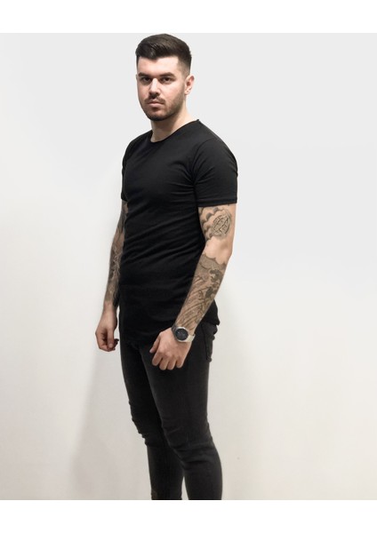 Oversize Oval Etek Yuvarlak Yaka Pamuk Outdoor Erkek Tşört