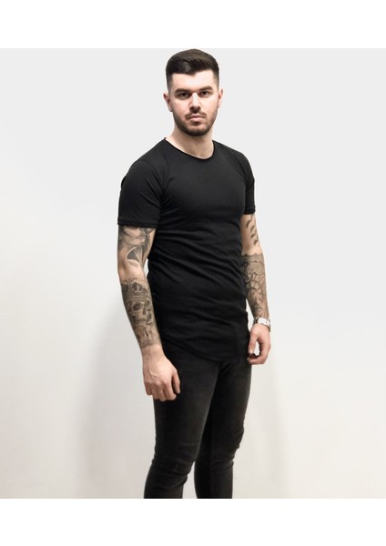 Oversize Oval Etek Yuvarlak Yaka Pamuk Outdoor Erkek Tşört