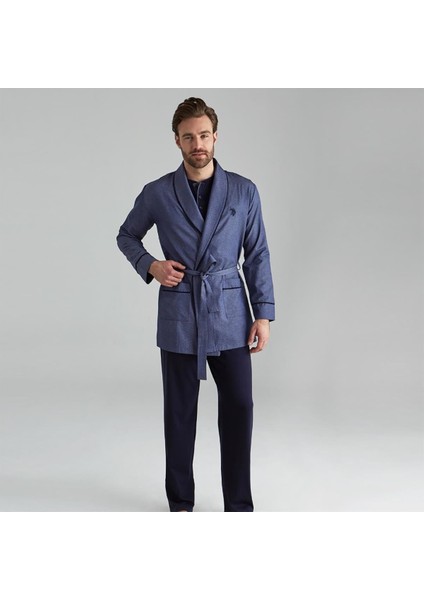 Erkek Damat Çeyiz Pijama Takım Robdöşambr Lacivert 12000