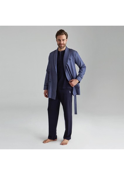 Erkek Damat Çeyiz Pijama Takım Robdöşambr Lacivert 12000