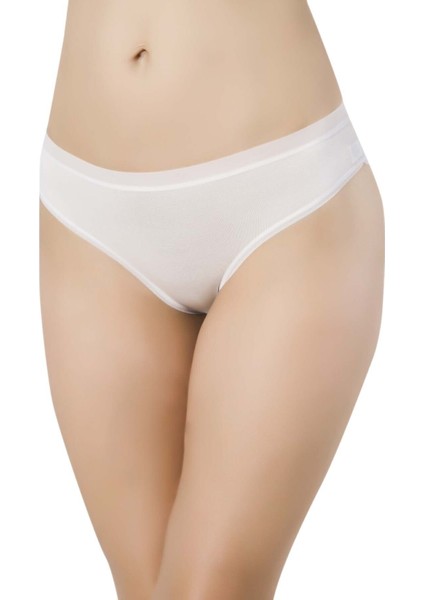 Kadın 3'lü Paket Şeffaf Lastik Micro Modal Bikini Beyaz 2729-
