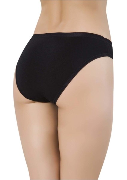 Kadın 3'lü Paket Papatya Şeffaf Lastik Micro Modal Bikini Siyah 2729-