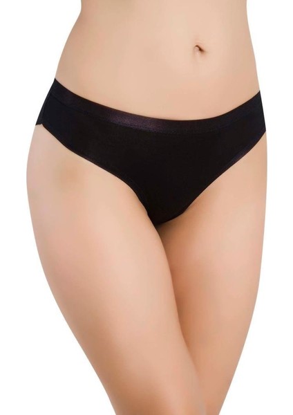 Kadın 3'lü Paket Papatya Şeffaf Lastik Micro Modal Bikini Siyah 2729-