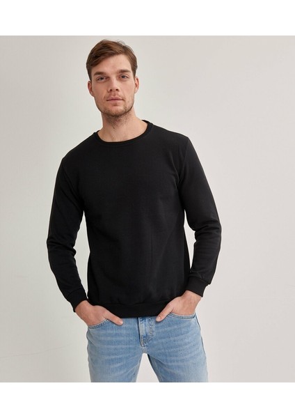 Çetinkaya Mentality Bisiklet Yaka Erkek Siyah Sweatshirt