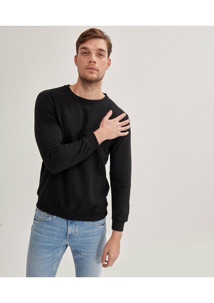 Çetinkaya Mentality Bisiklet Yaka Erkek Siyah Sweatshirt