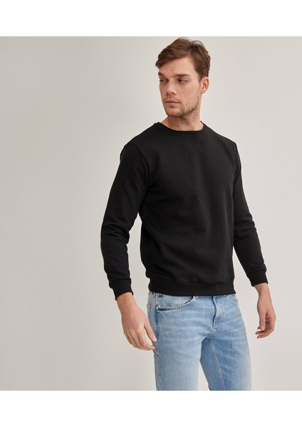 Çetinkaya Mentality Bisiklet Yaka Erkek Siyah Sweatshirt