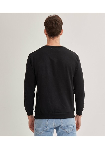 Çetinkaya Mentality Bisiklet Yaka Erkek Siyah Sweatshirt